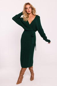 Elegant Wrap Sweater Dress