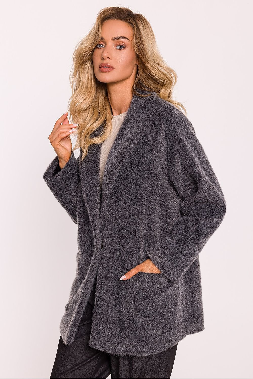 Teddy Fabric Coat with Oversized Cut - Michelle & Kenza Co.