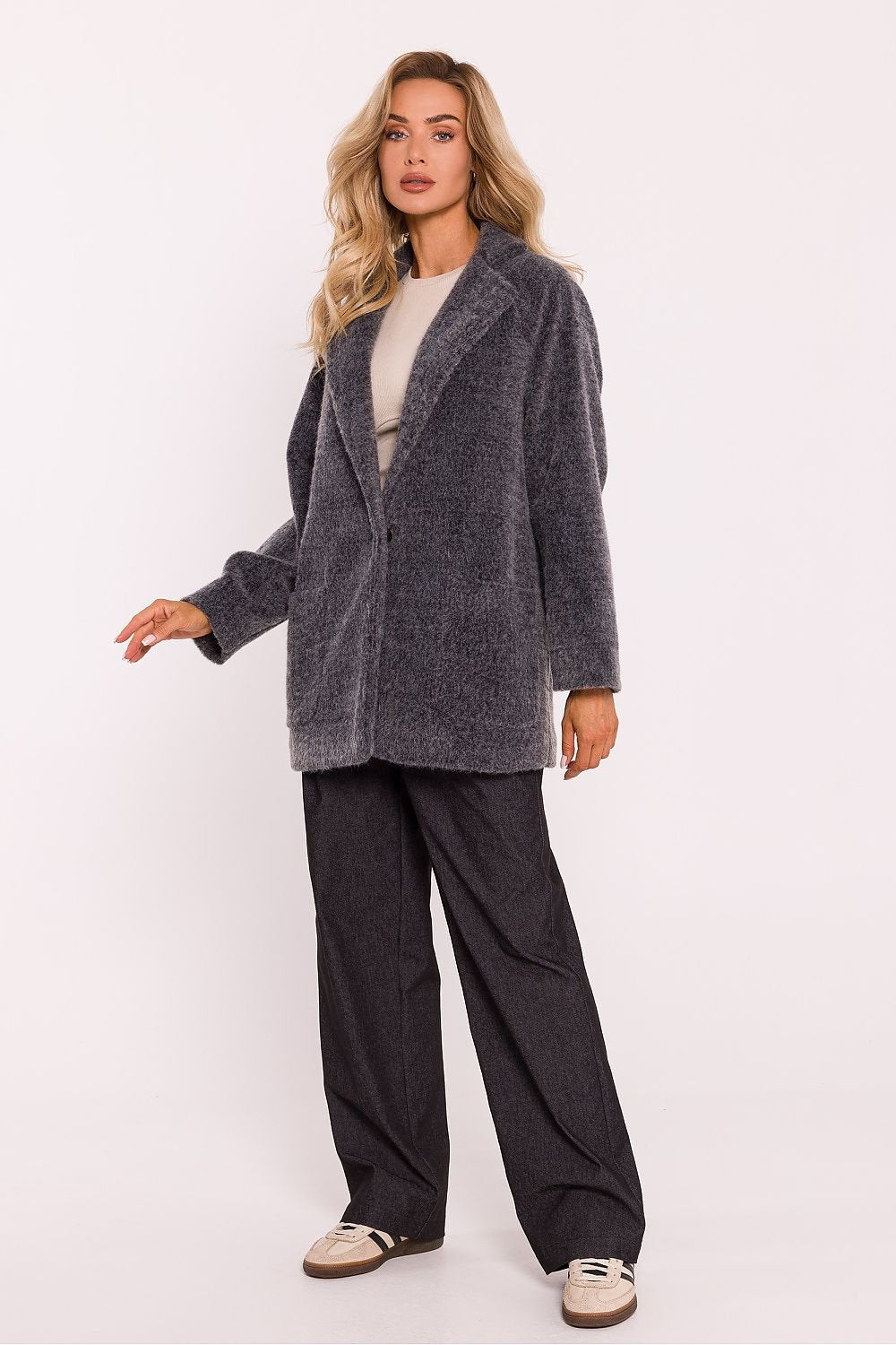 Teddy Fabric Coat with Oversized Cut - Michelle & Kenza Co.