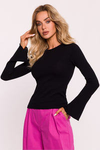 Elegant Ribbed Long Sleeve Blouse