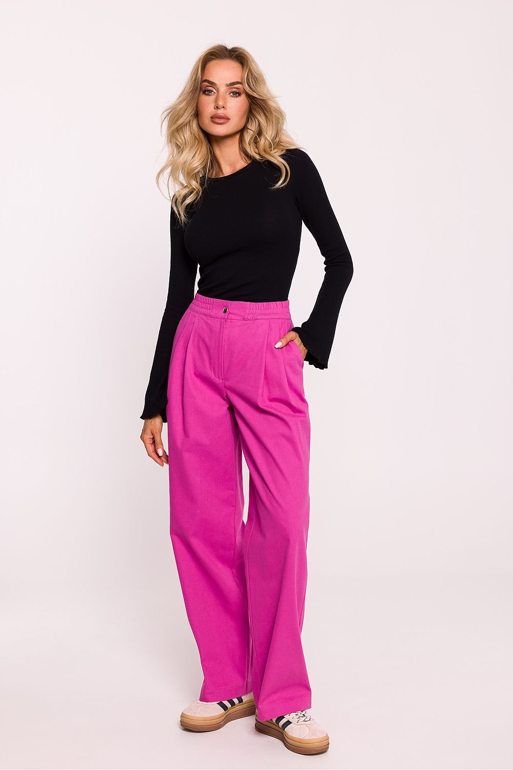 Elegant Wide-Leg Cotton Trousers