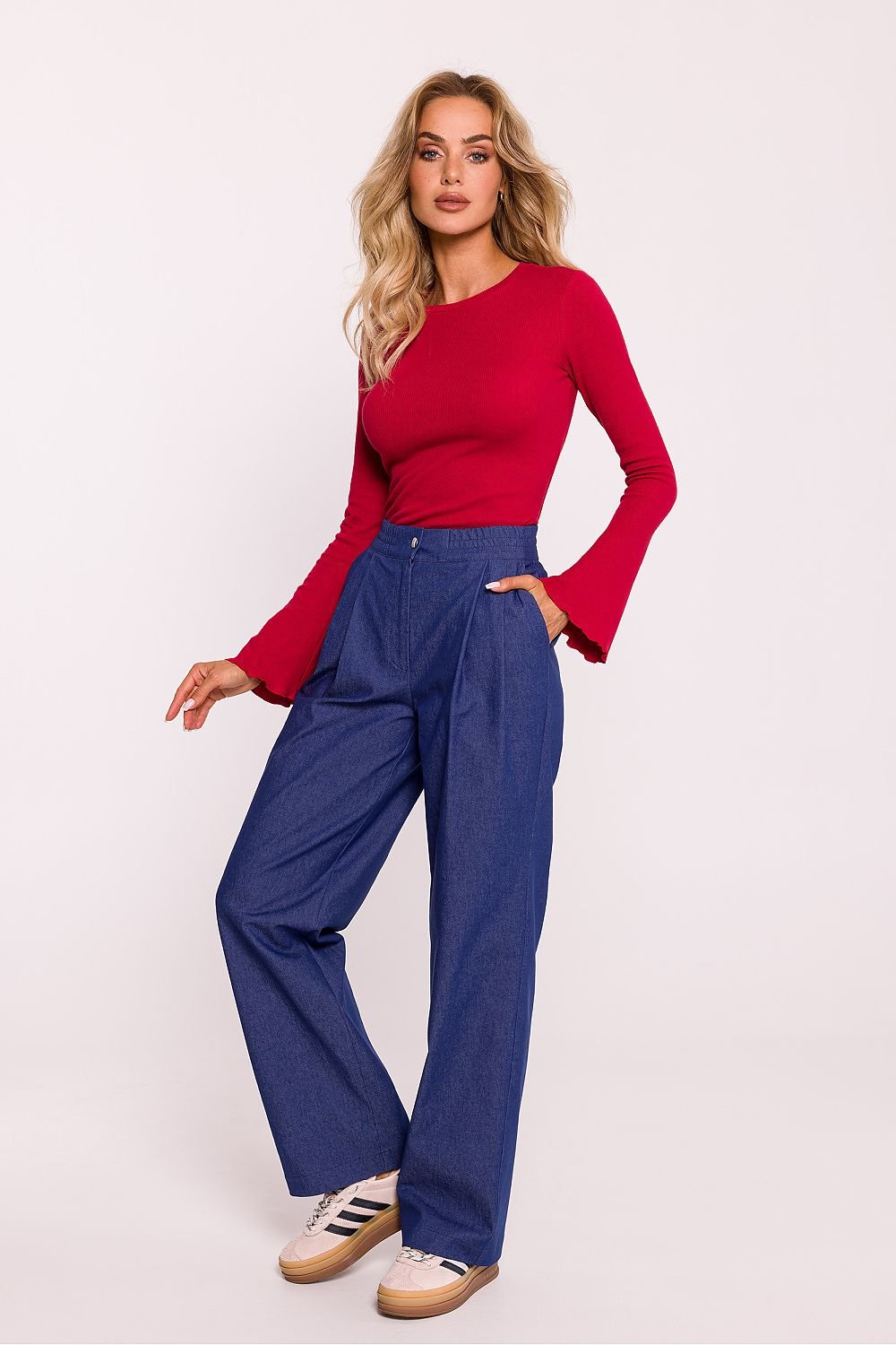 Elegant Wide-Leg Cotton Trousers