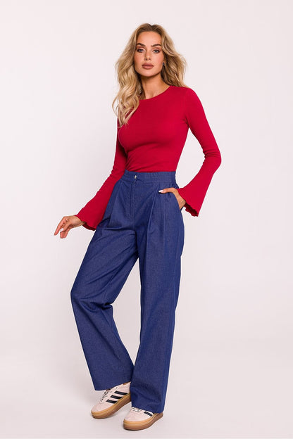 Cotton Trousers with Wide Legs - Michelle & Kenza Co.