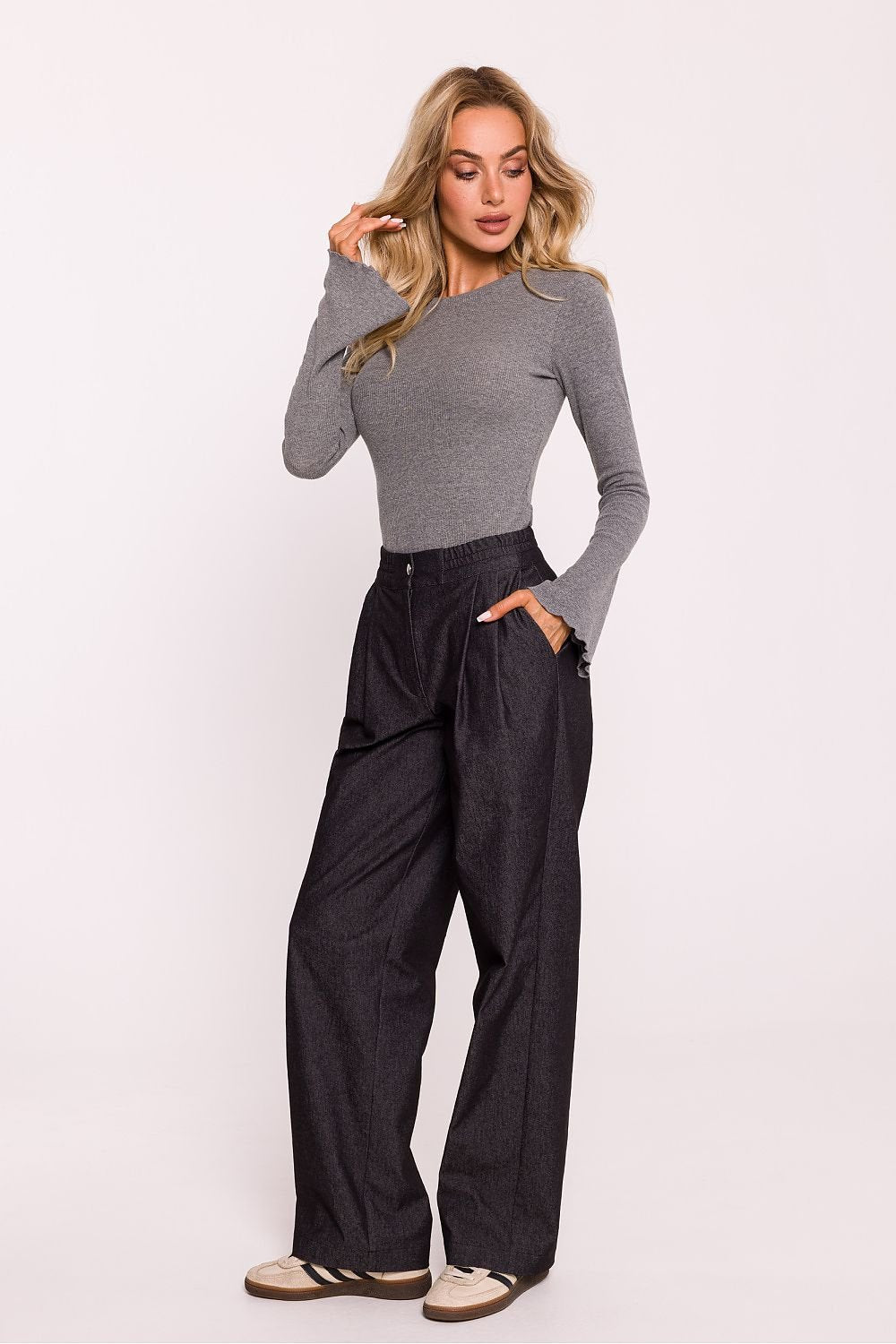 Elegant Wide-Leg Cotton Trousers