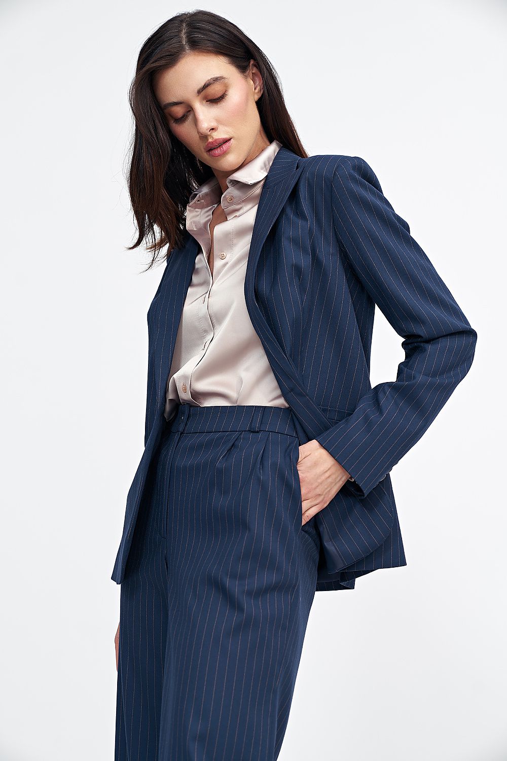 Viscose Blazer with Contrast Stripes - Michelle & Kenza Co.