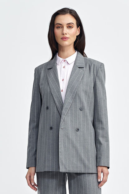 Viscose Blazer with Double-Breasted Closure - Michelle & Kenza Co.