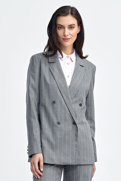 Viscose Blazer with Double-Breasted Closure - Michelle & Kenza Co.