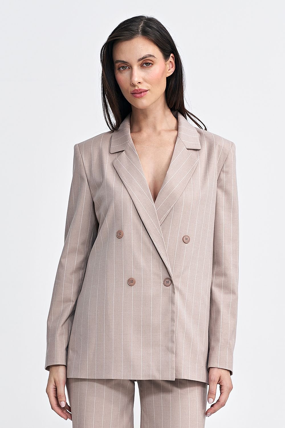 Viscose Blazer with Double-Breasted Closure - Michelle & Kenza Co.