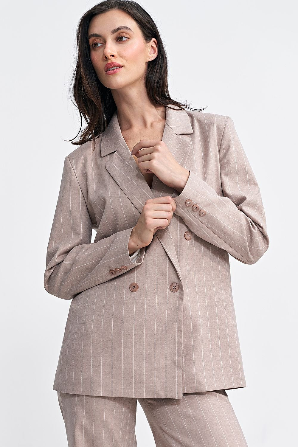 Viscose Blazer with Double-Breasted Closure - Michelle & Kenza Co.