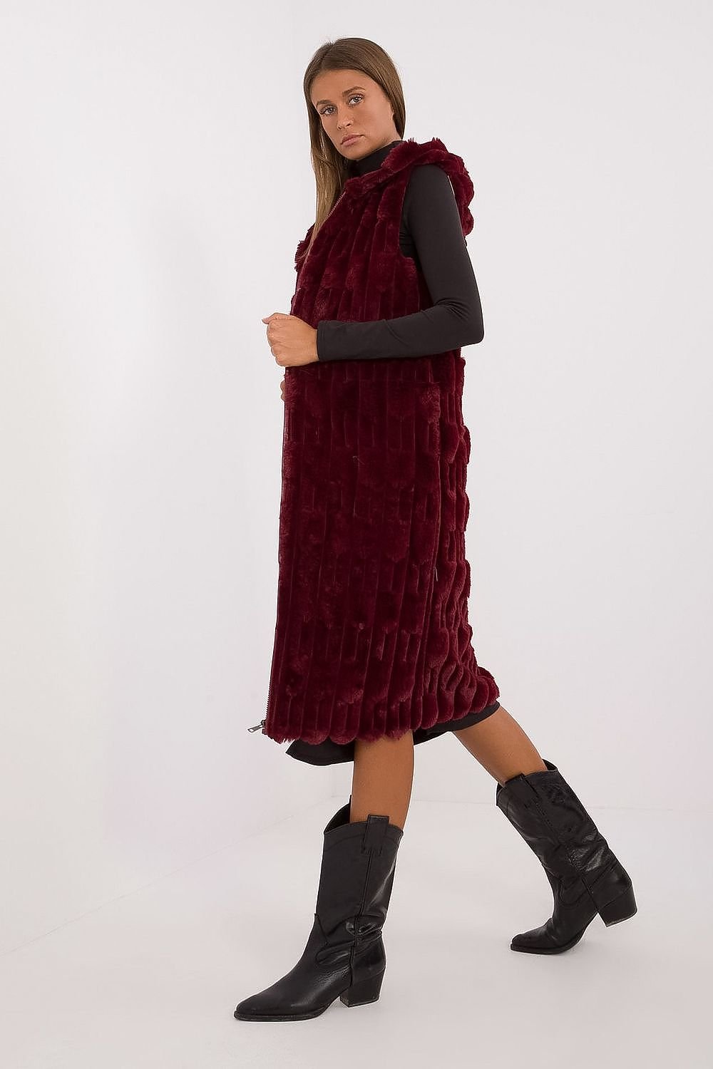 Elegant Faux Fur Gilet - Hooded