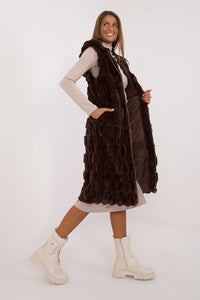 Elegant Faux Fur Gilet - Hooded