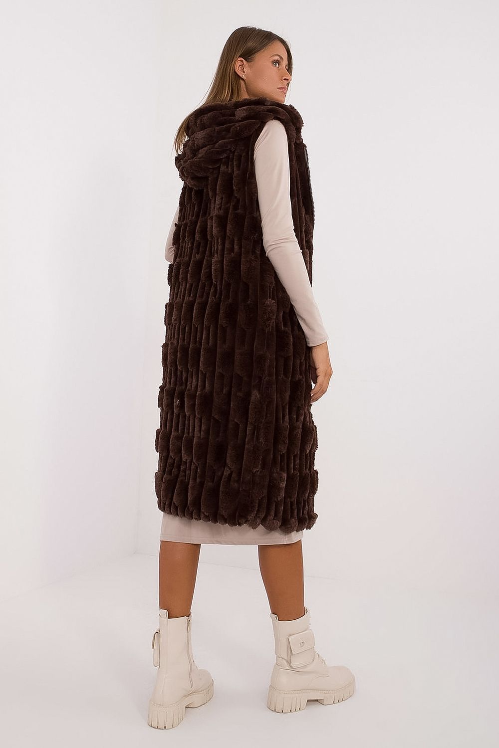 Elegant Faux Fur Gilet - Hooded