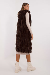 Elegant Faux Fur Gilet - Hooded