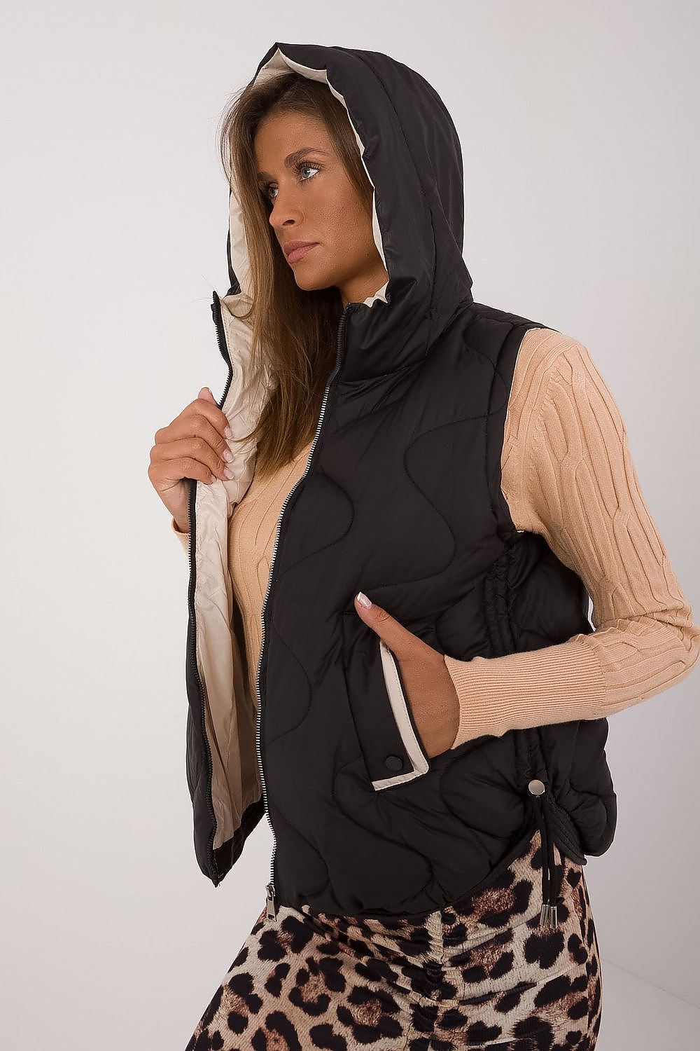 Quilted Down Vest with Practical Hood - Michelle & Kenza Co.