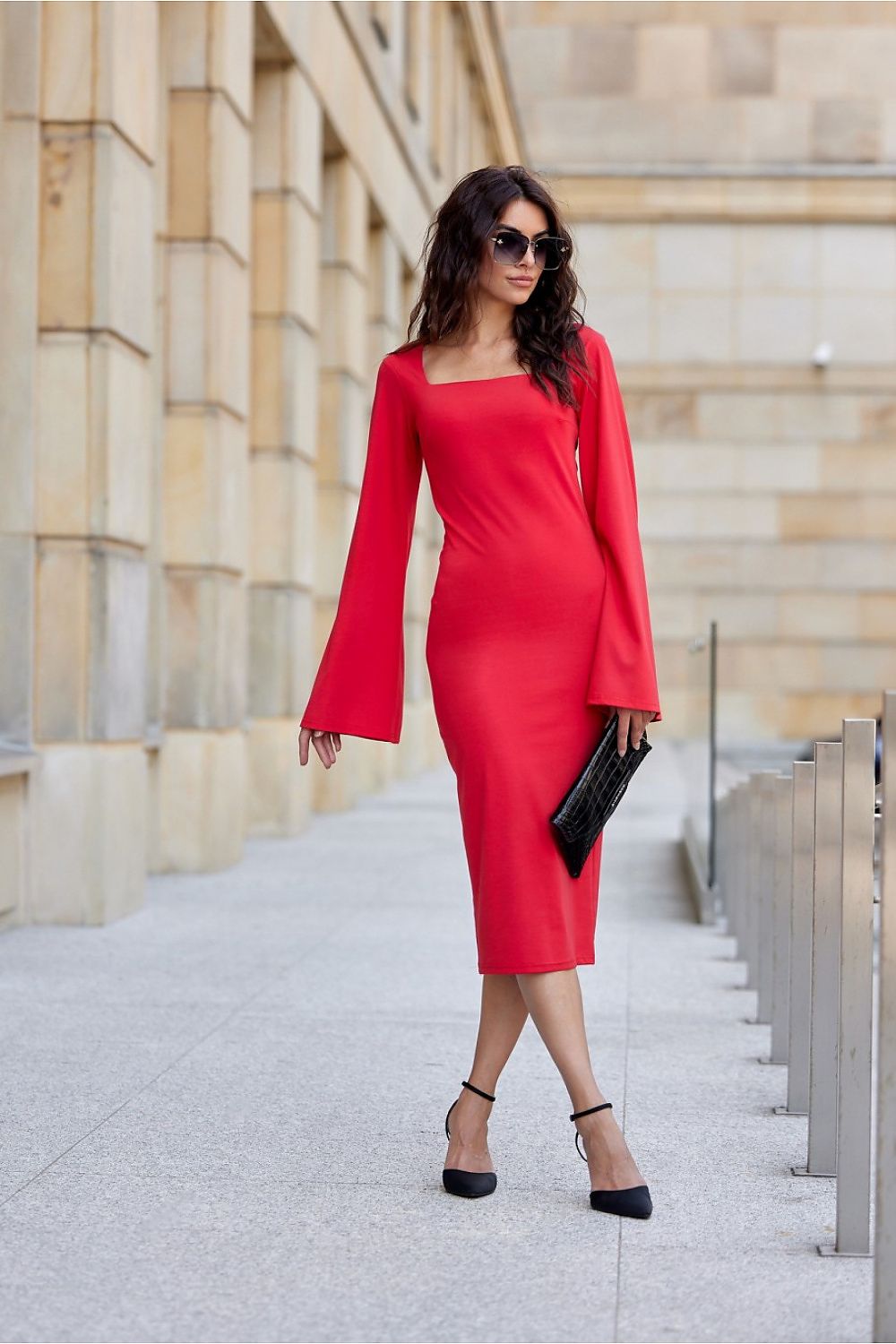 Elegant Square Midi Dress