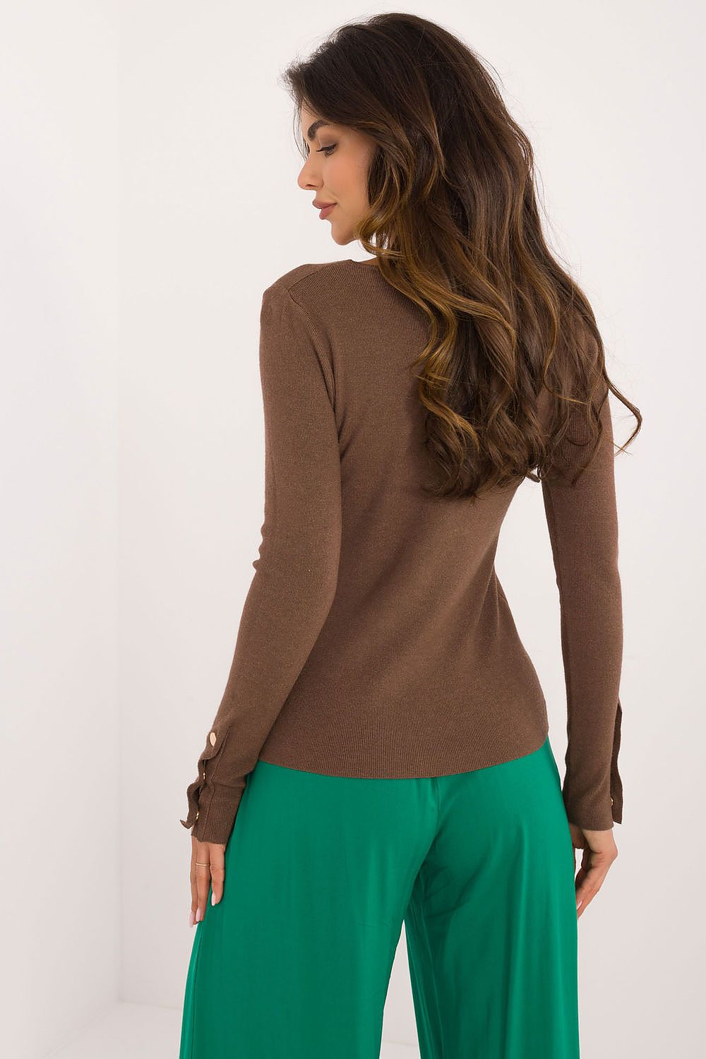 Viscose Blend Jumper with Decorative Button Cuffs - Michelle & Kenza Co.