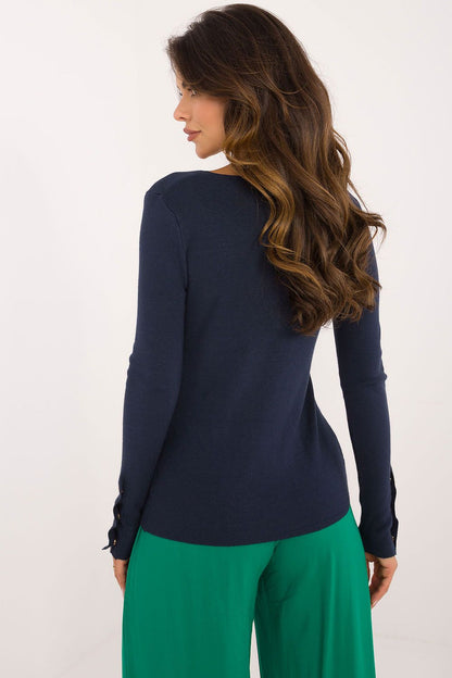 Elegant V-Neck Sweater with Button Cuffs