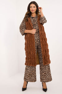 Elegant Faux Fur Gilet - Hooded