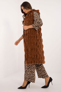 Elegant Faux Fur Gilet - Hooded