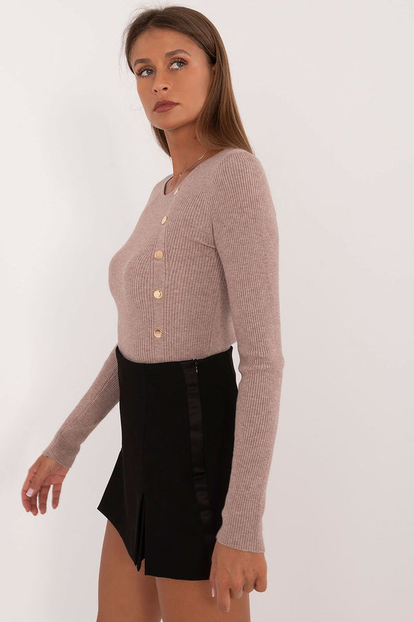 Viscose Jumper with Decorative Buttons - Michelle & Kenza Co.