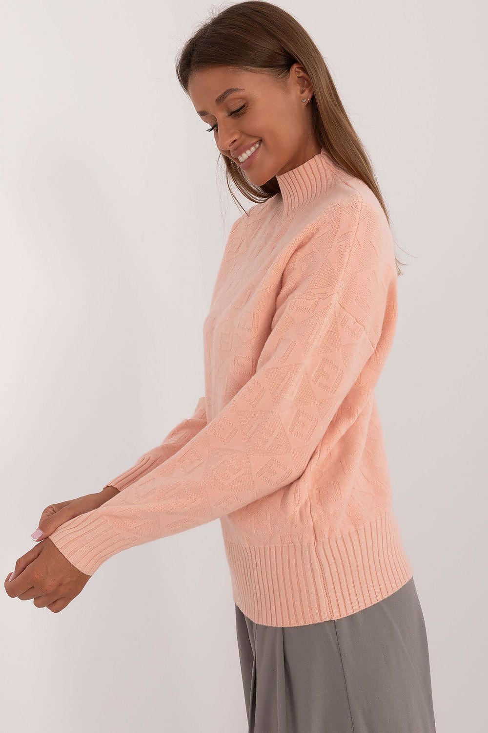 Acrylic Blend Jumper with Half Turtleneck - Michelle & Kenza Co.