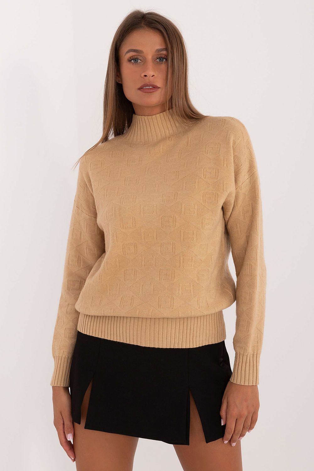 Acrylic Blend Jumper with Half Turtleneck - Michelle & Kenza Co.