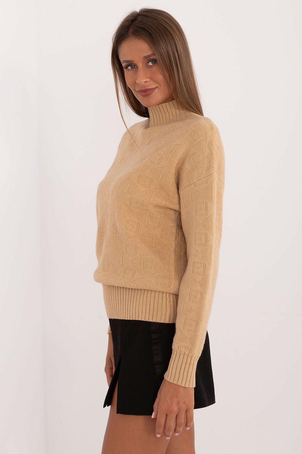 Acrylic Blend Jumper with Half Turtleneck - Michelle & Kenza Co.