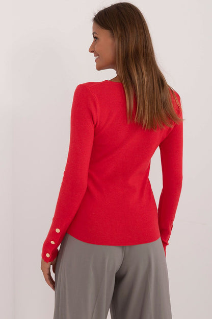 Elegant V-Neck Sweater with Button Cuffs