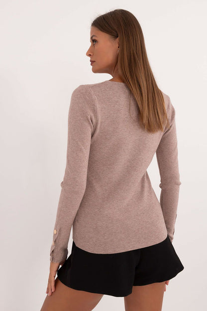 Elegant V-Neck Sweater with Button Cuffs