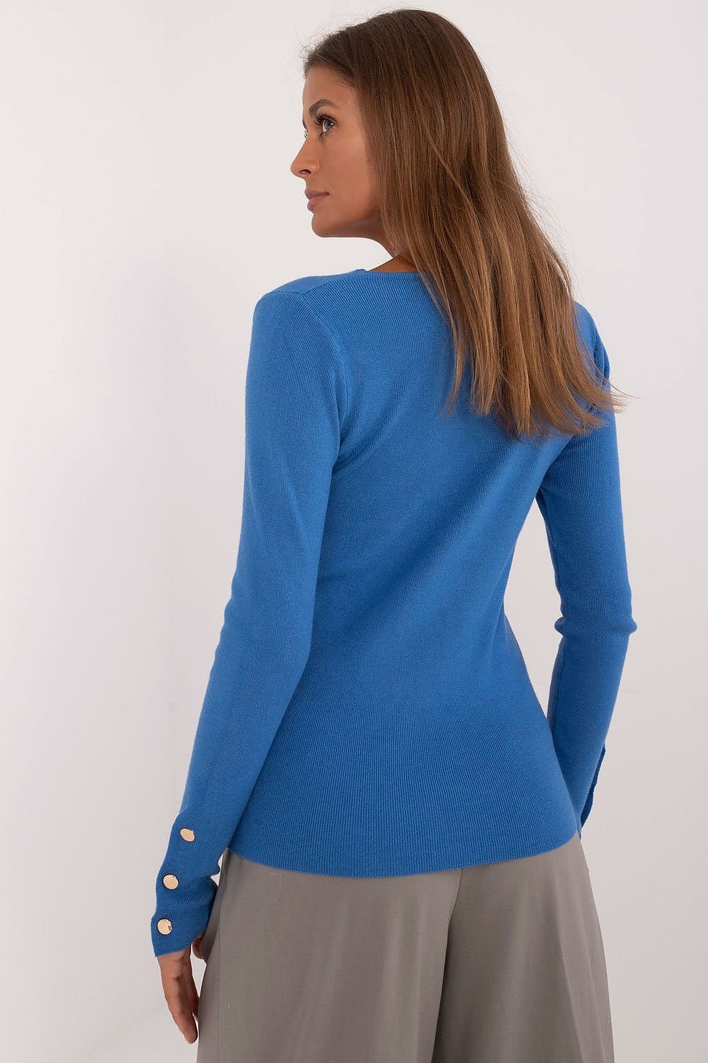 Elegant V-Neck Sweater with Button Cuffs