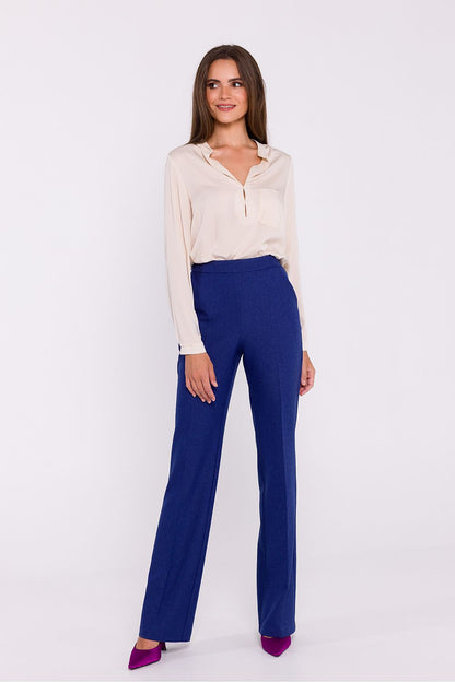 Flared Fabric Trousers with High Rise - Michelle & Kenza Co.