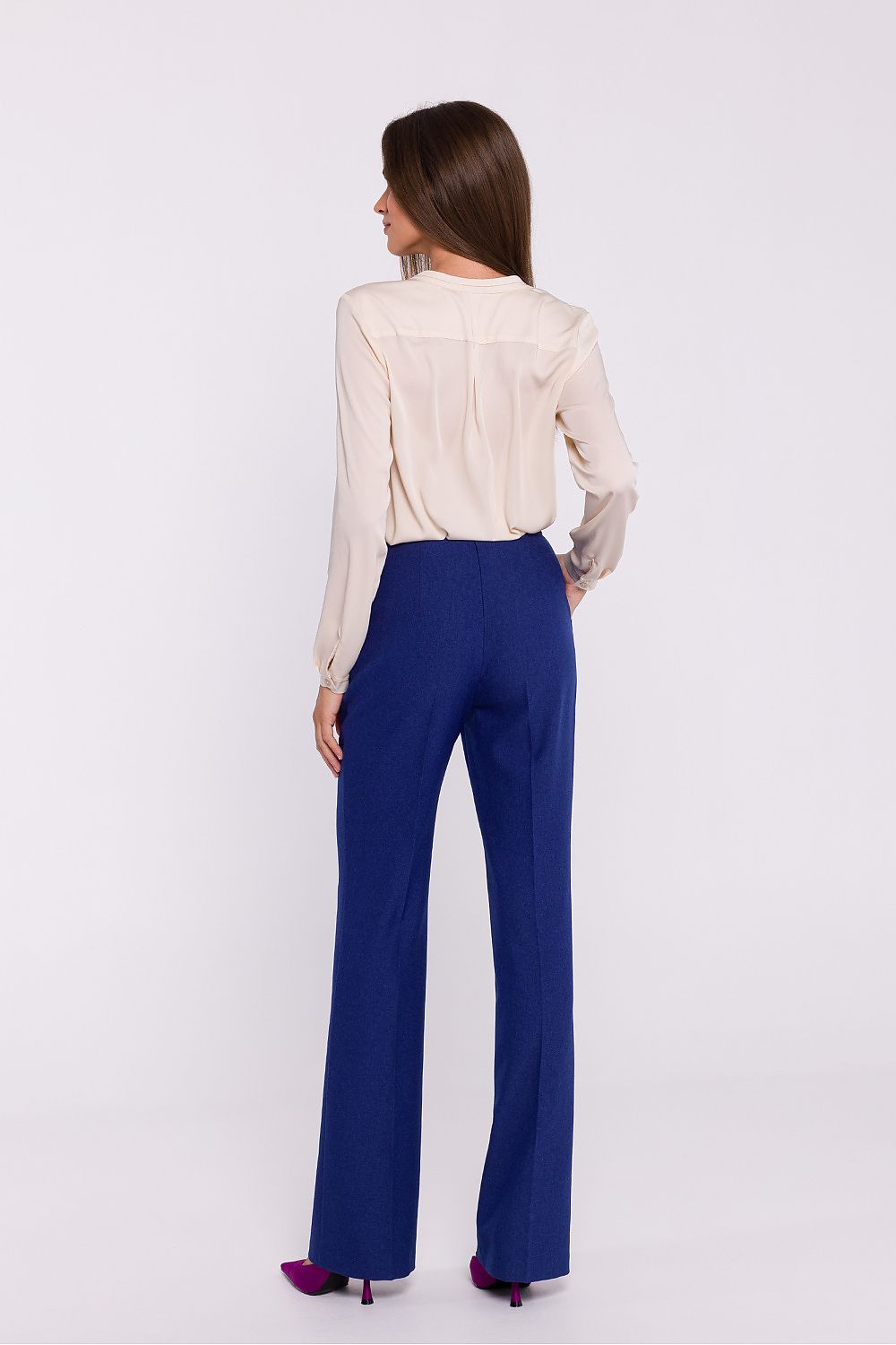 Flared Fabric Trousers with High Rise - Michelle & Kenza Co.