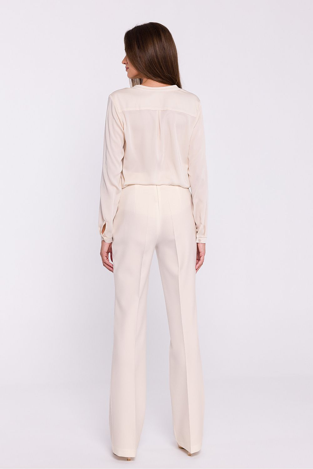 Flared Fabric Trousers with High Rise - Michelle & Kenza Co.