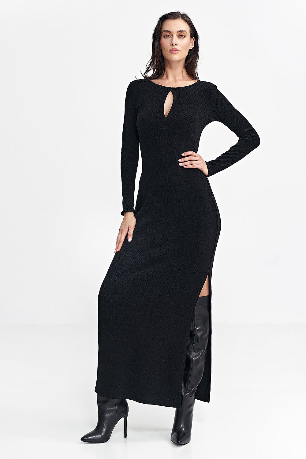 Ribbed Knit Daydress with Teardrop Neckline - Michelle & Kenza Co.