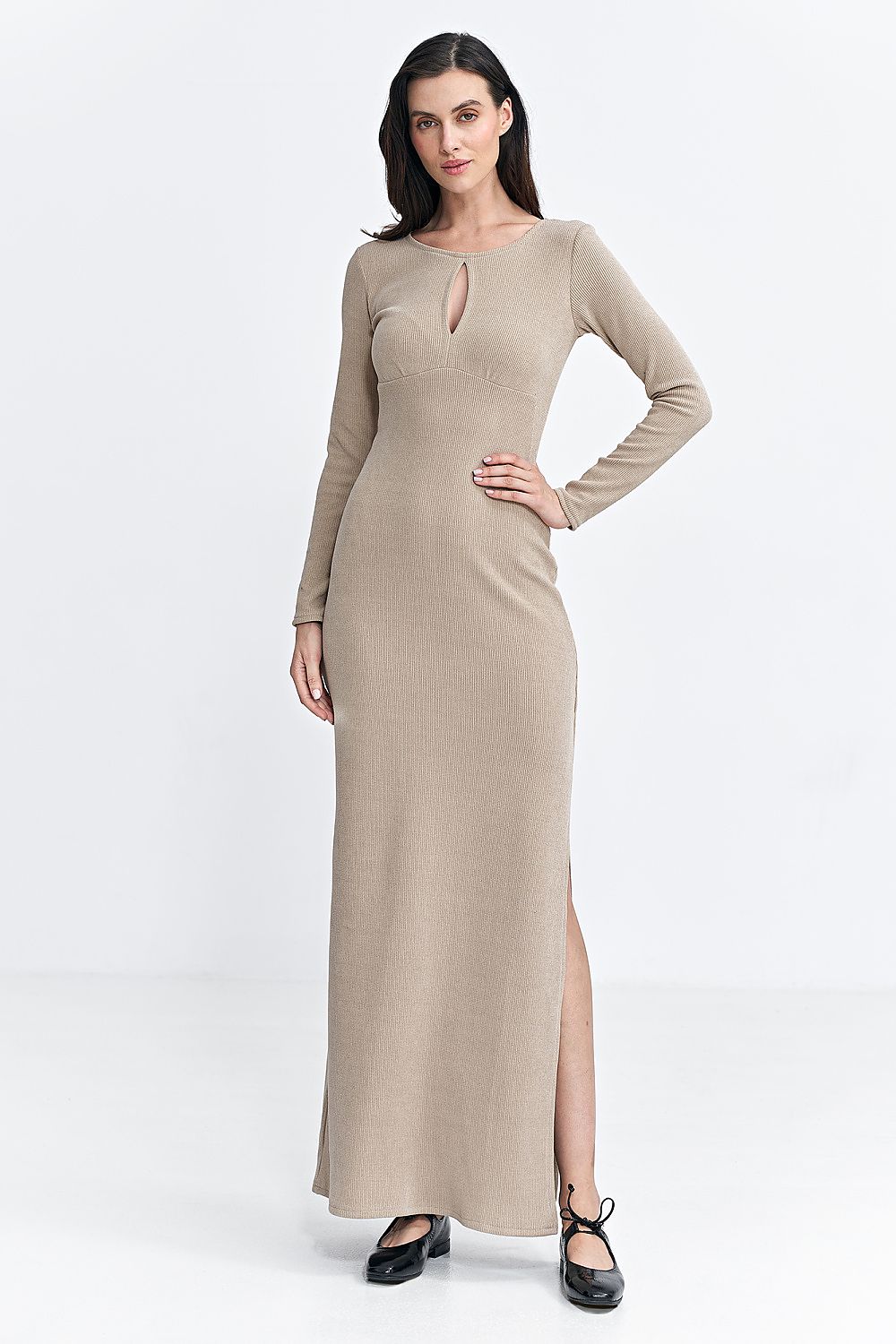 Ribbed Knit Daydress with Teardrop Neckline - Michelle & Kenza Co.