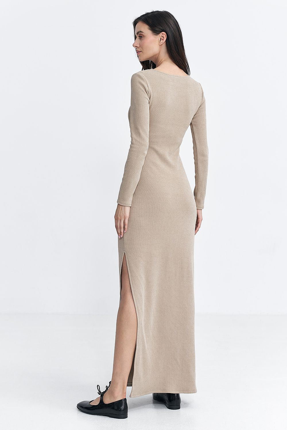 Ribbed Knit Daydress with Teardrop Neckline - Michelle & Kenza Co.