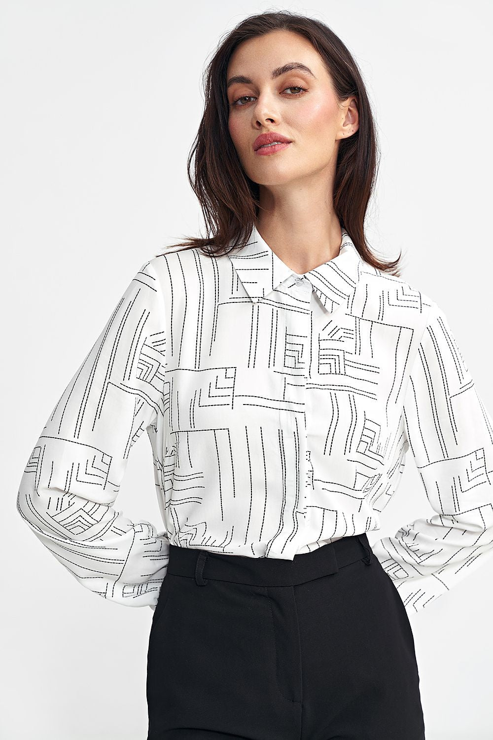 Viscose Shirt with Minimalist Geometric Pattern - Michelle & Kenza Co.