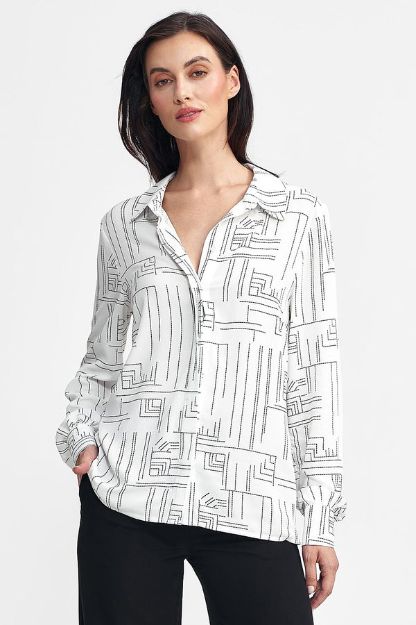 Viscose Shirt with Minimalist Geometric Pattern - Michelle & Kenza Co.