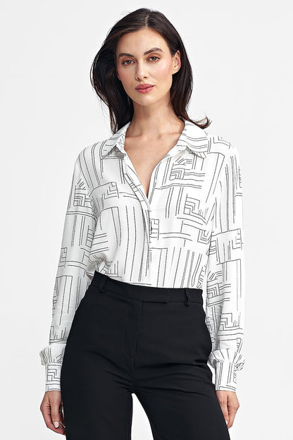 Viscose Shirt with Minimalist Geometric Pattern - Michelle & Kenza Co.