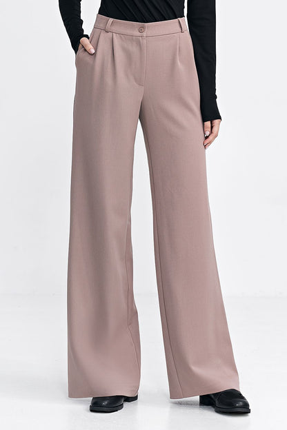 Viscose Trousers with Decorative Pleats - Michelle & Kenza Co.