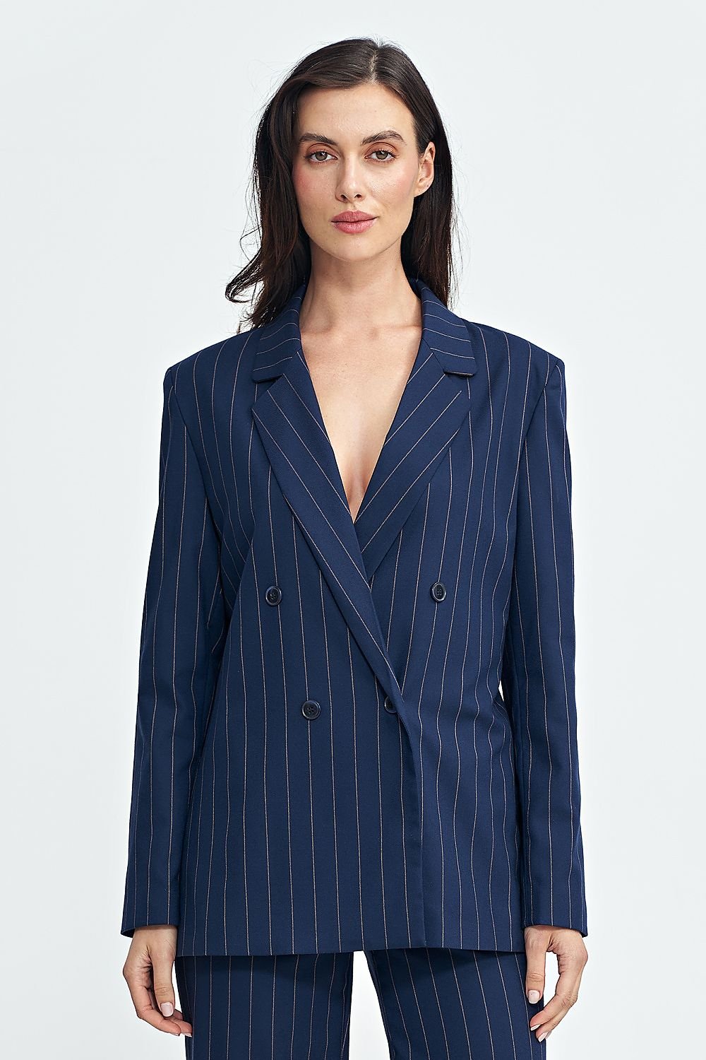 Viscose Blazer with Double-Breasted Closure - Michelle & Kenza Co.