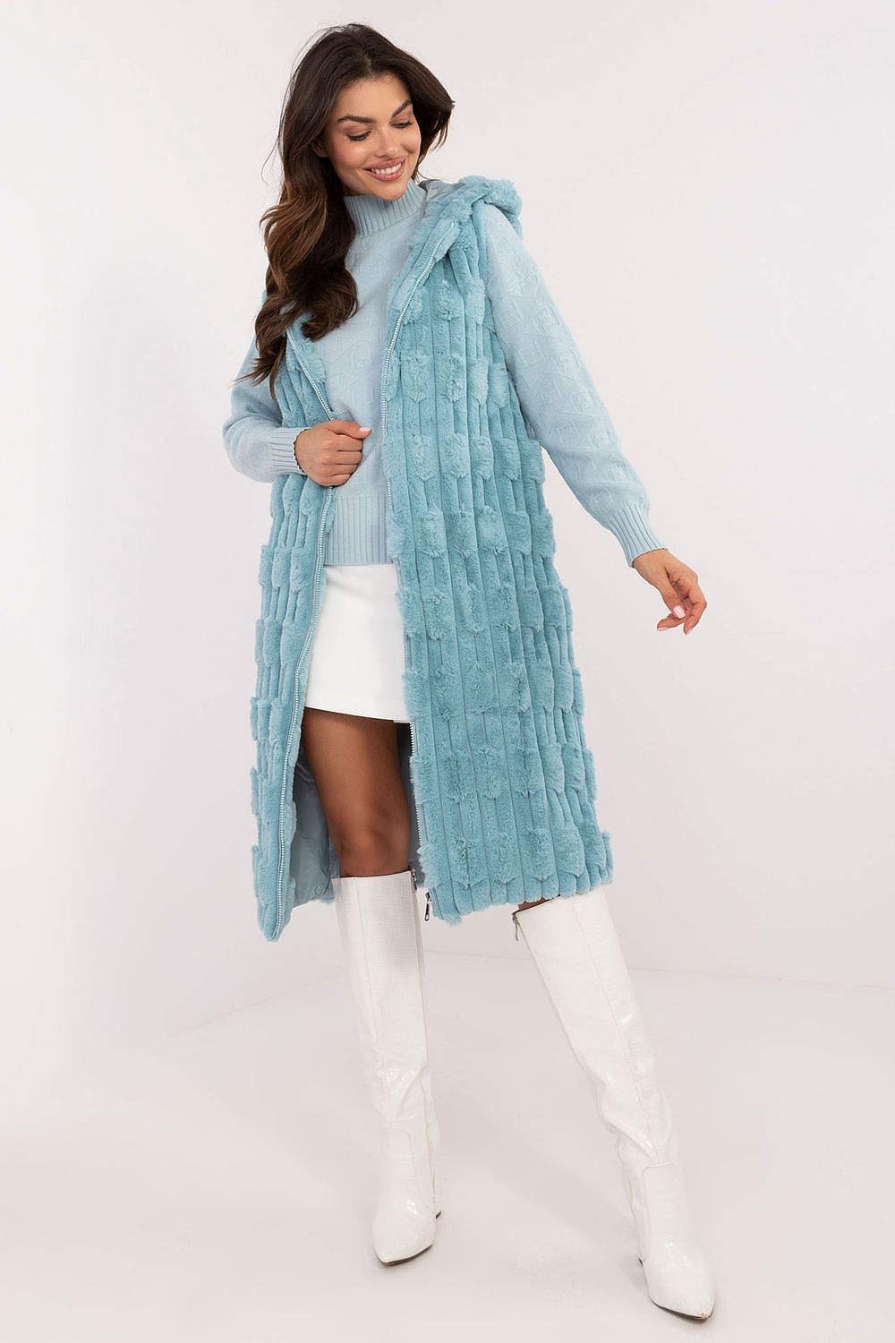 Elegant Faux Fur Gilet - Hooded