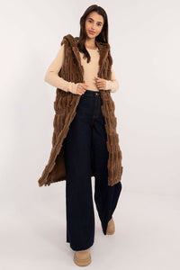 Elegant Faux Fur Gilet - Hooded