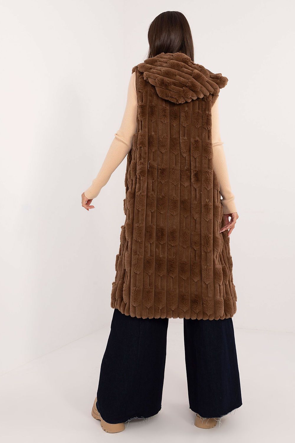 Elegant Faux Fur Gilet - Hooded