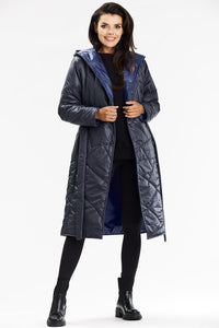 Quilted Coat with Hood and Waist Belt - Michelle & Kenza Co.