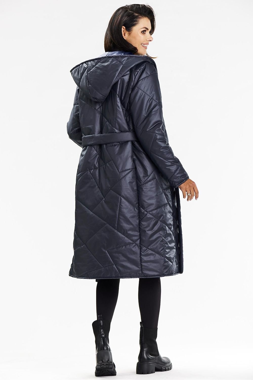 Quilted Coat with Hood and Waist Belt - Michelle & Kenza Co.