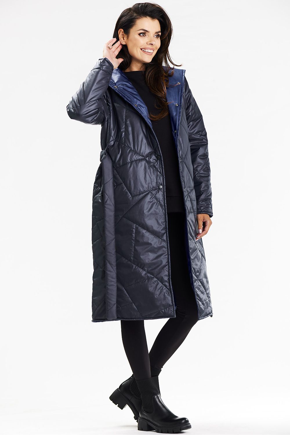 Quilted Coat with Hood and Waist Belt - Michelle & Kenza Co.