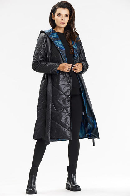 Quilted Coat with Hood and Waist Belt - Michelle & Kenza Co.