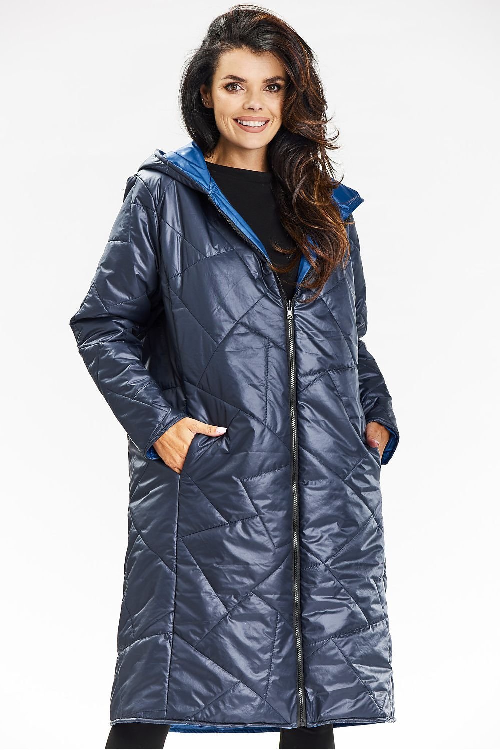 Quilted Hooded Coat with Reversible Leaf Design - Michelle & Kenza Co.