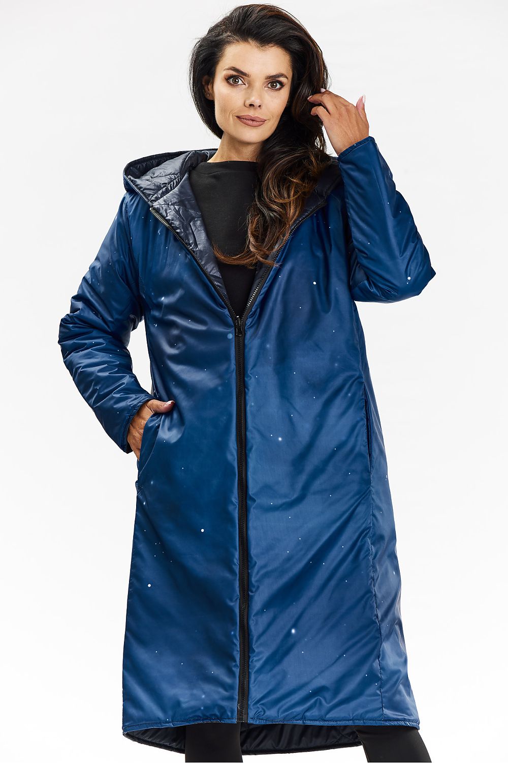 Quilted Hooded Coat with Reversible Leaf Design - Michelle & Kenza Co.